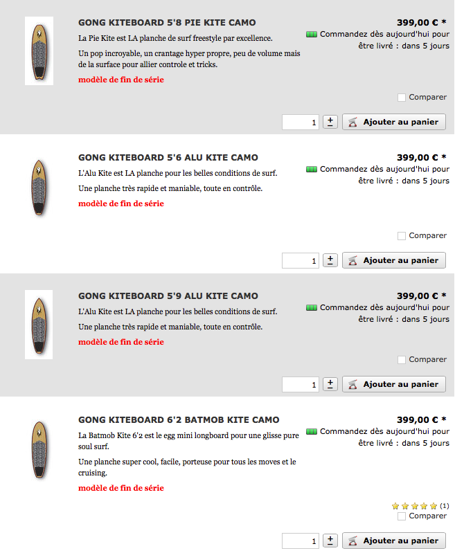 SHOP : fin de série !!!