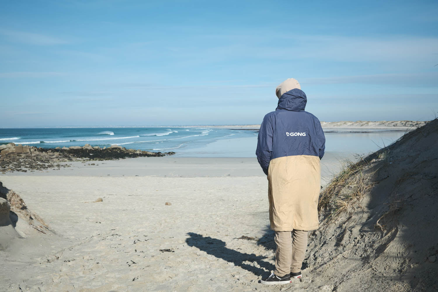 GONG | Sand / Blue Waterproof Dryfleece Poncho 