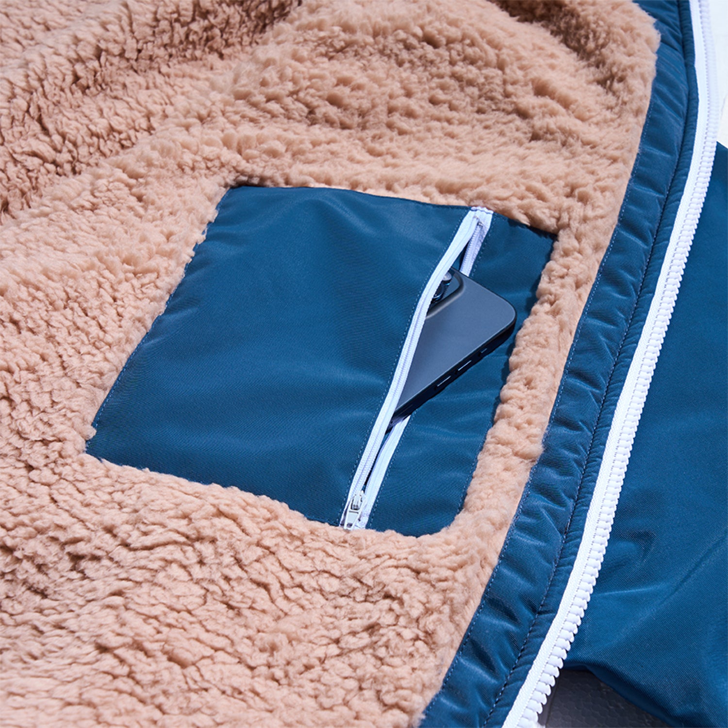 GONG | Poncho Dryfleece Imperméable Sable / Bleu