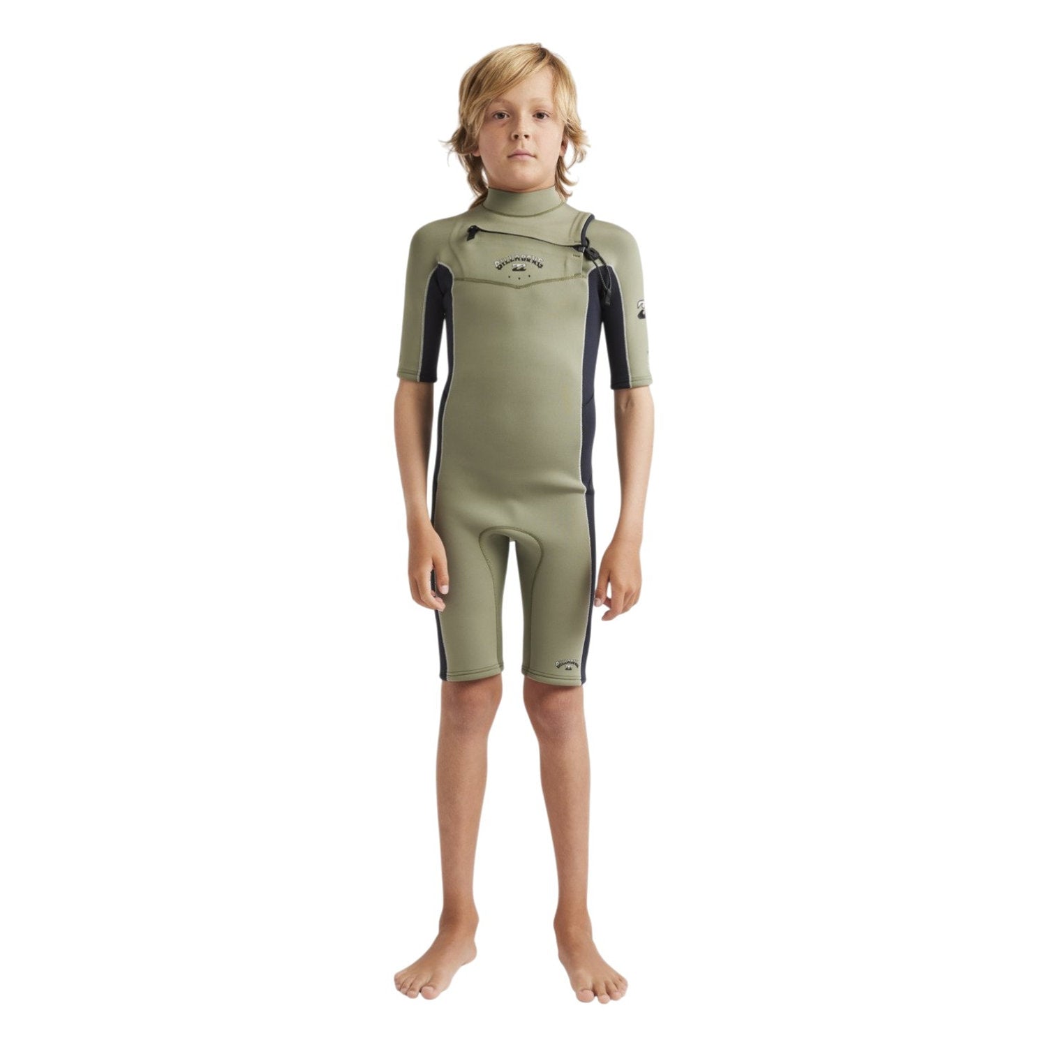 Billabong | Boys Absolute Natural Chest Zip Short Sleeves Shorty - 2/2mm