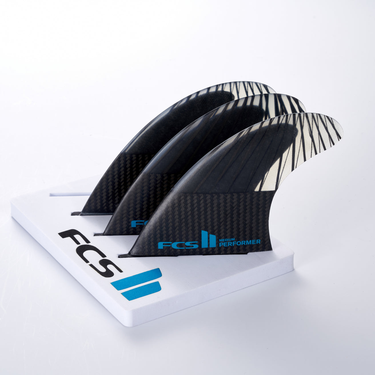 FCS | FCS II Performer PC Carbon Black/Teal Tri Fin Set