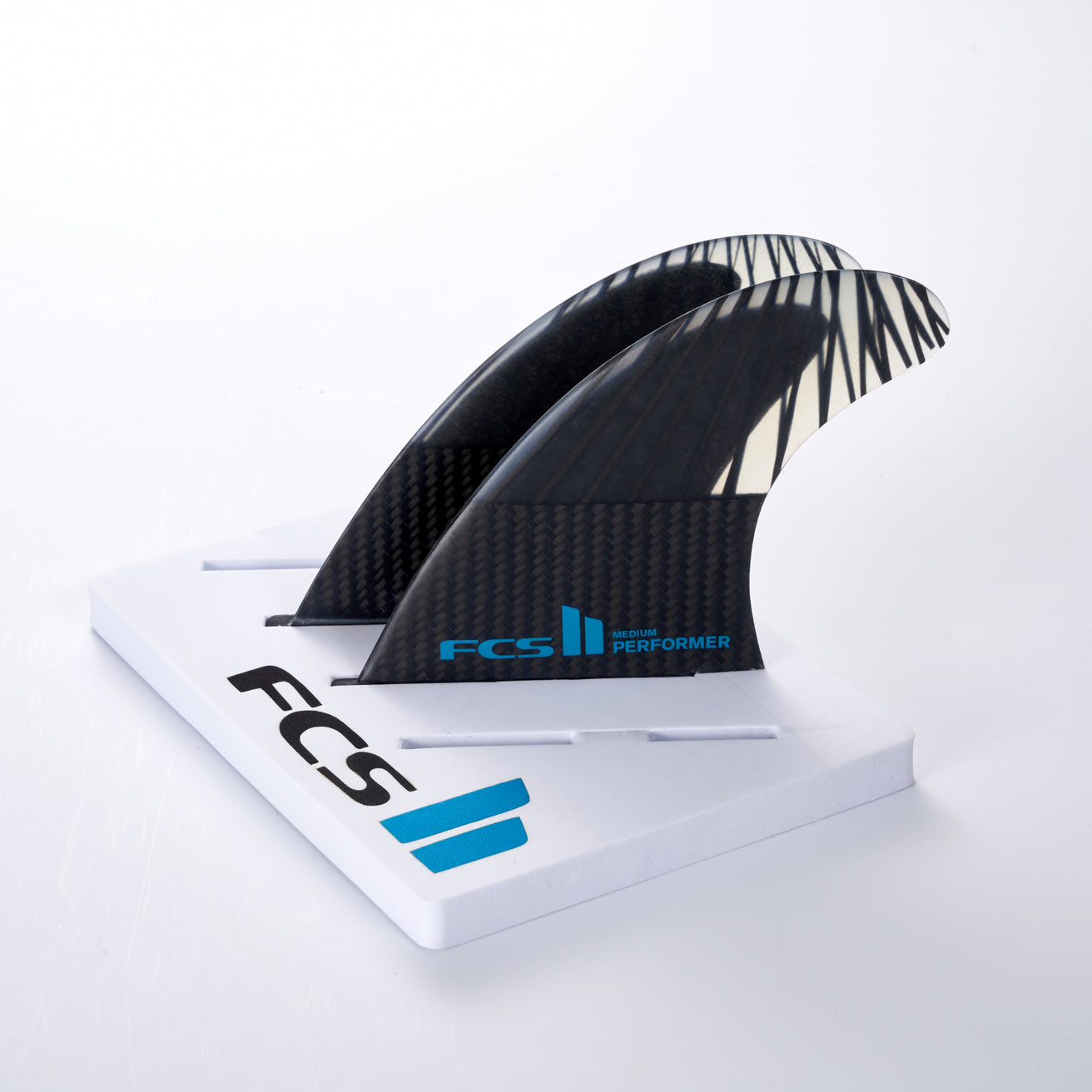 FCS | FCS II Performer PC Carbon Black/Teal Tri Fin Set