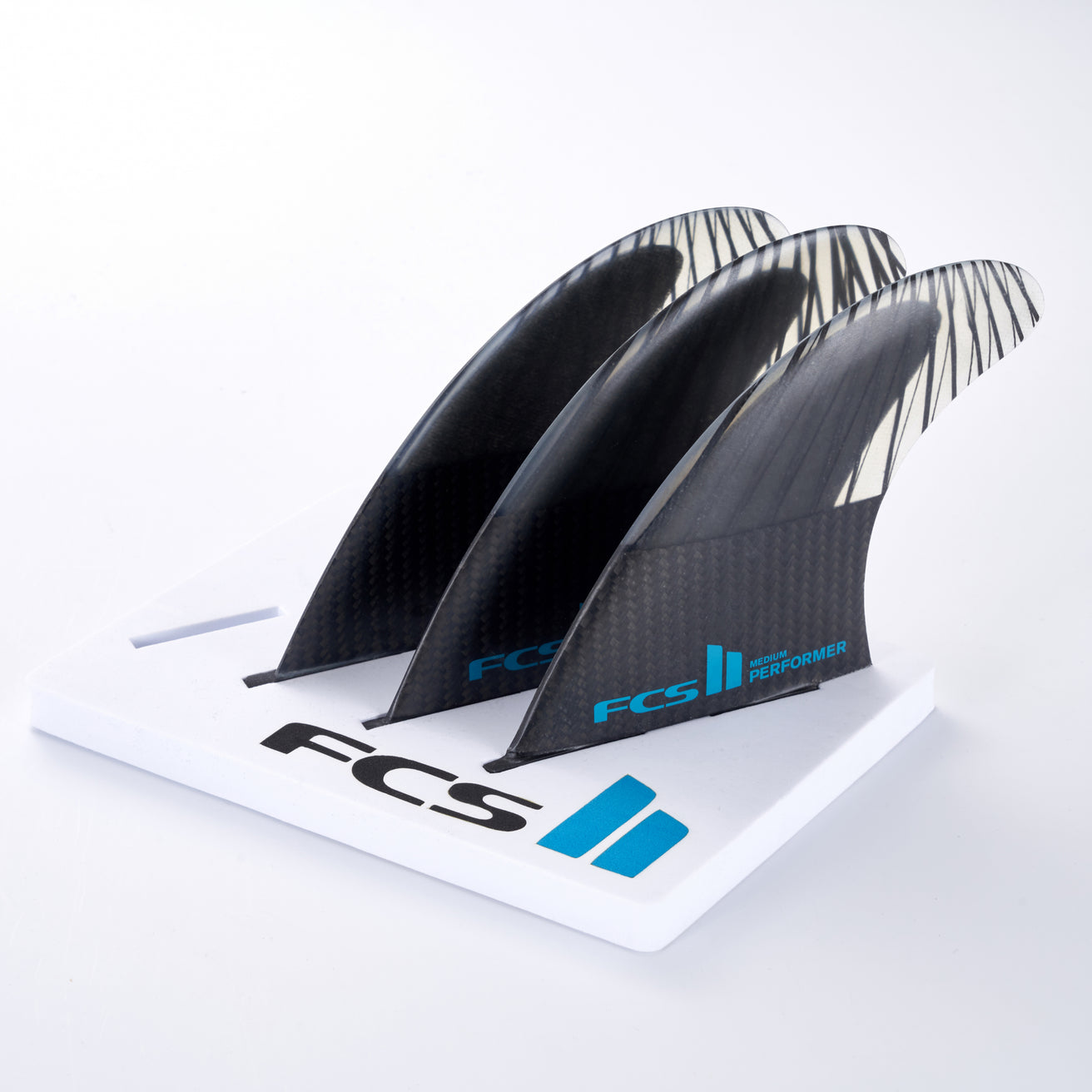 FCS | FCS II Performer PC Carbon Black/Teal Tri Fin Set