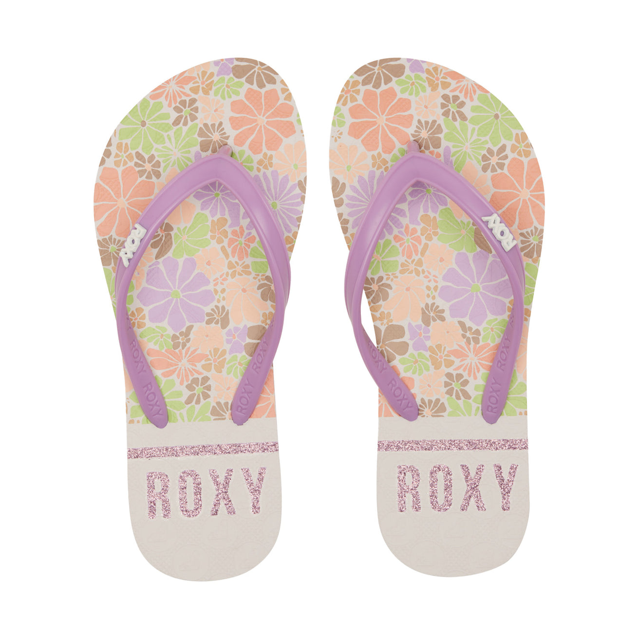 Roxy | Girl Viva Stamp Flip Flops - Purple White