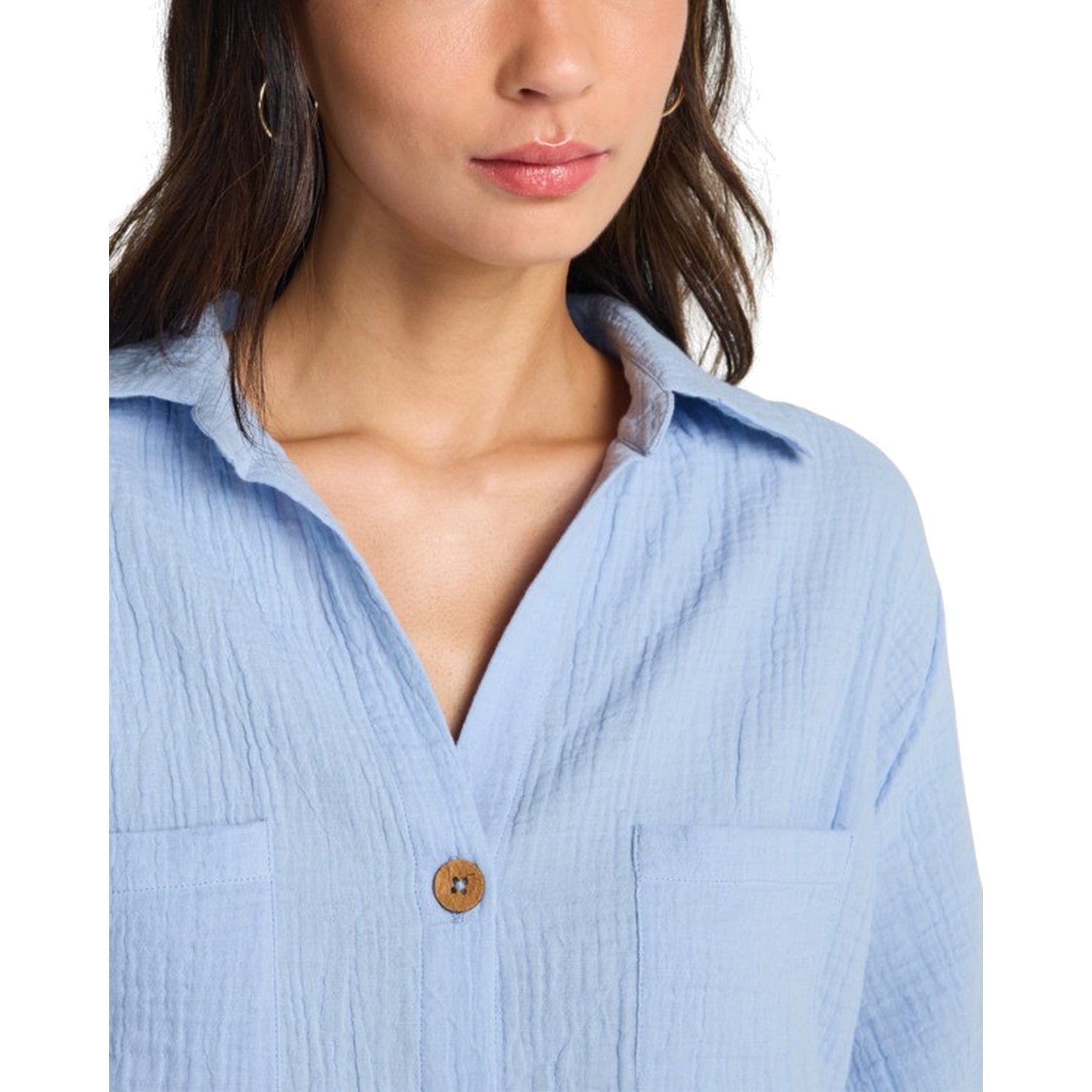Billabong | Women Swell Blouse Twilight Blue Woven Top Shirt Long Sleeves