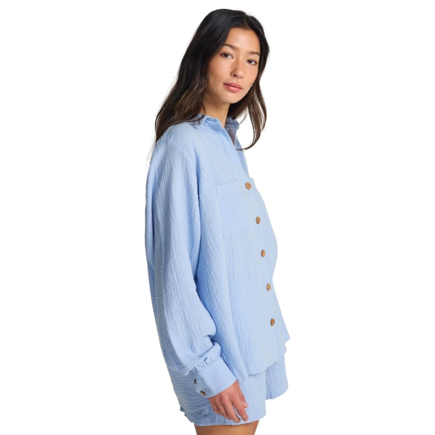 Billabong | Women Swell Blouse Twilight Blue Woven Top Shirt Long Sleeves