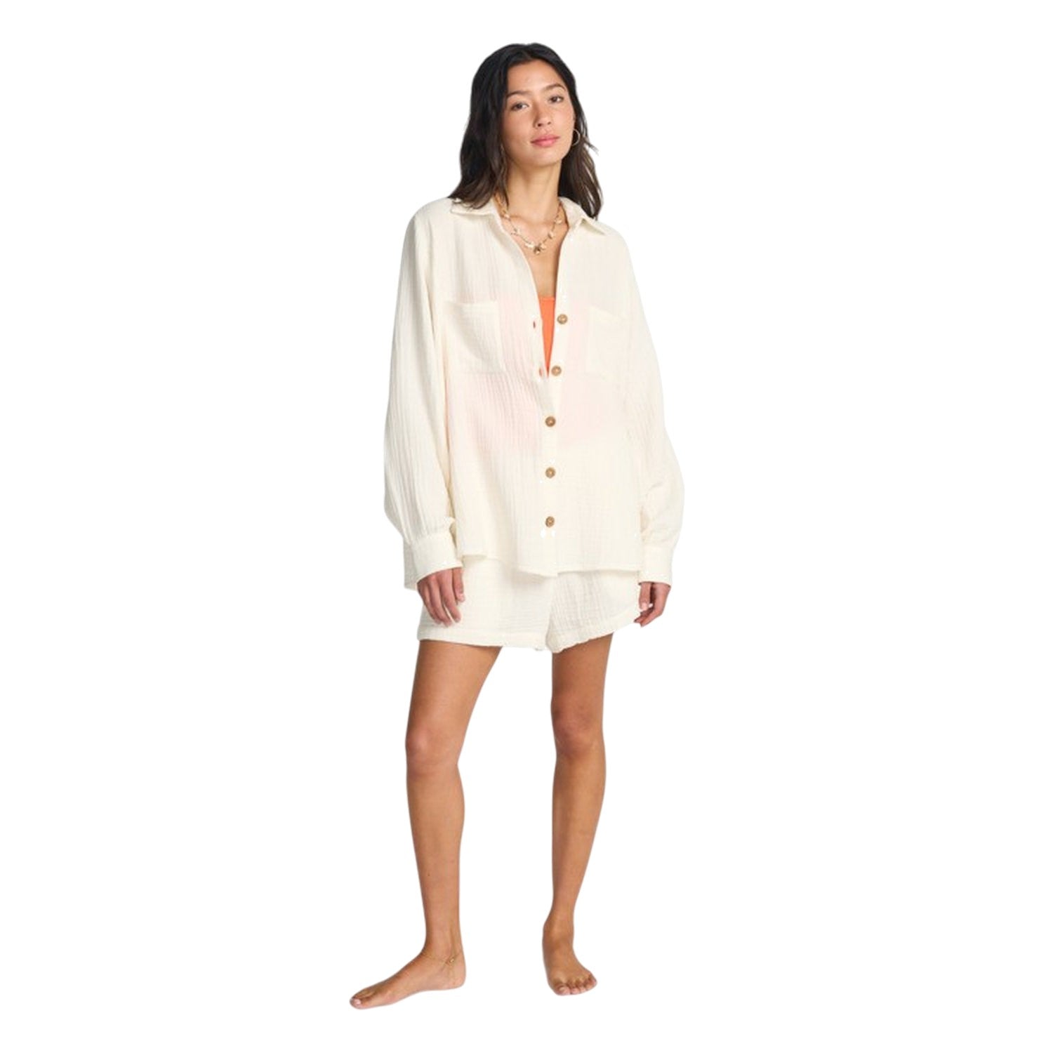 Billabong | Women Swell Blouse Twilight Blue Woven Top Shirt Long Sleeves