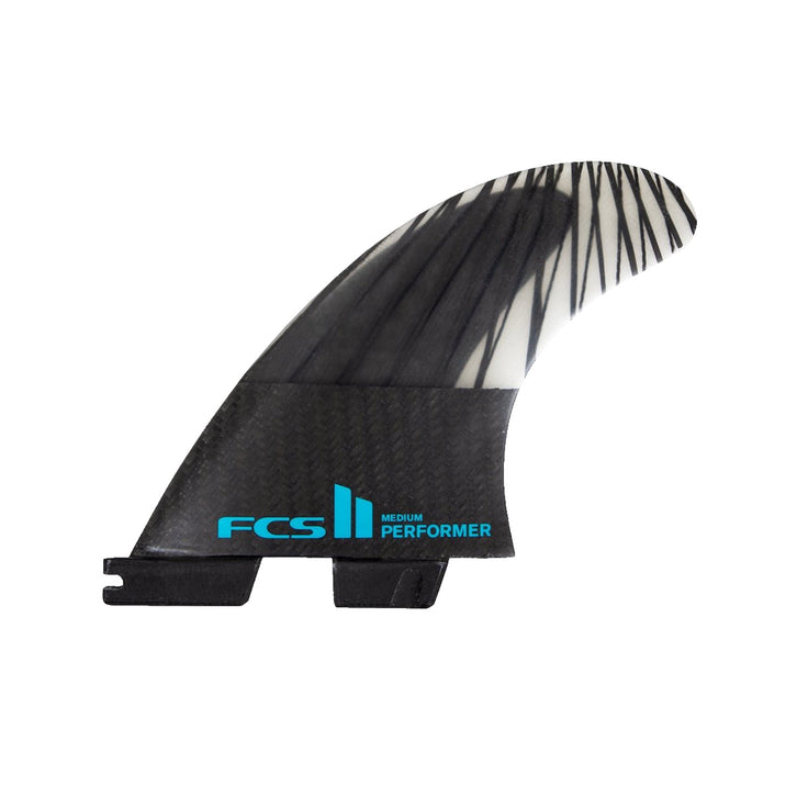 FCS | FCS II Performer PC Carbon Black/Teal Tri Fin Set