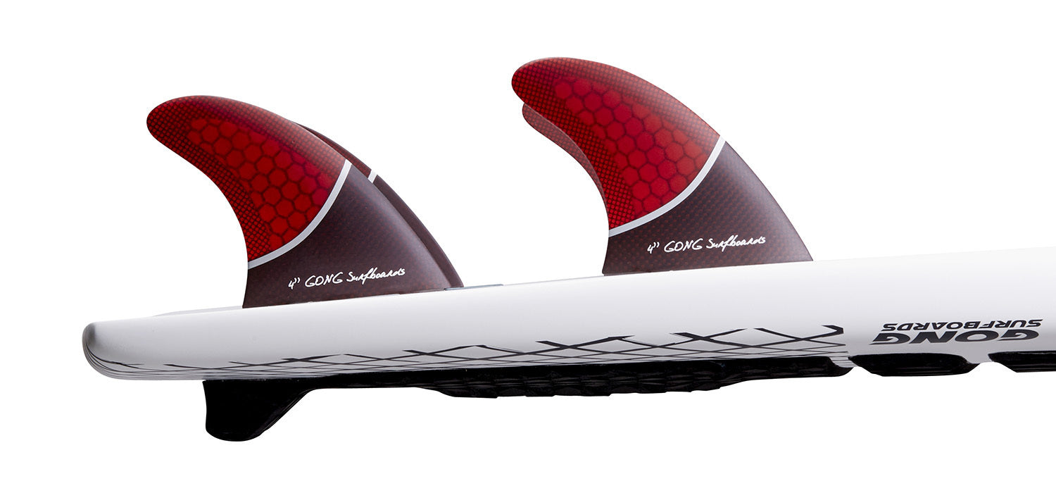 GONG | Fin Set Side Or Quad Rear Red Honeycomb 100mm 4"