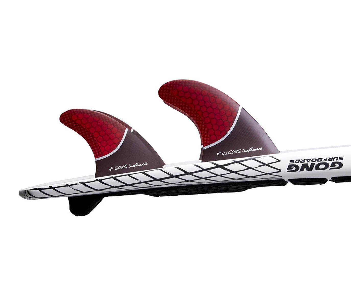 GONG | Fin Set Side Or Quad Rear Red Honeycomb 100mm 4"