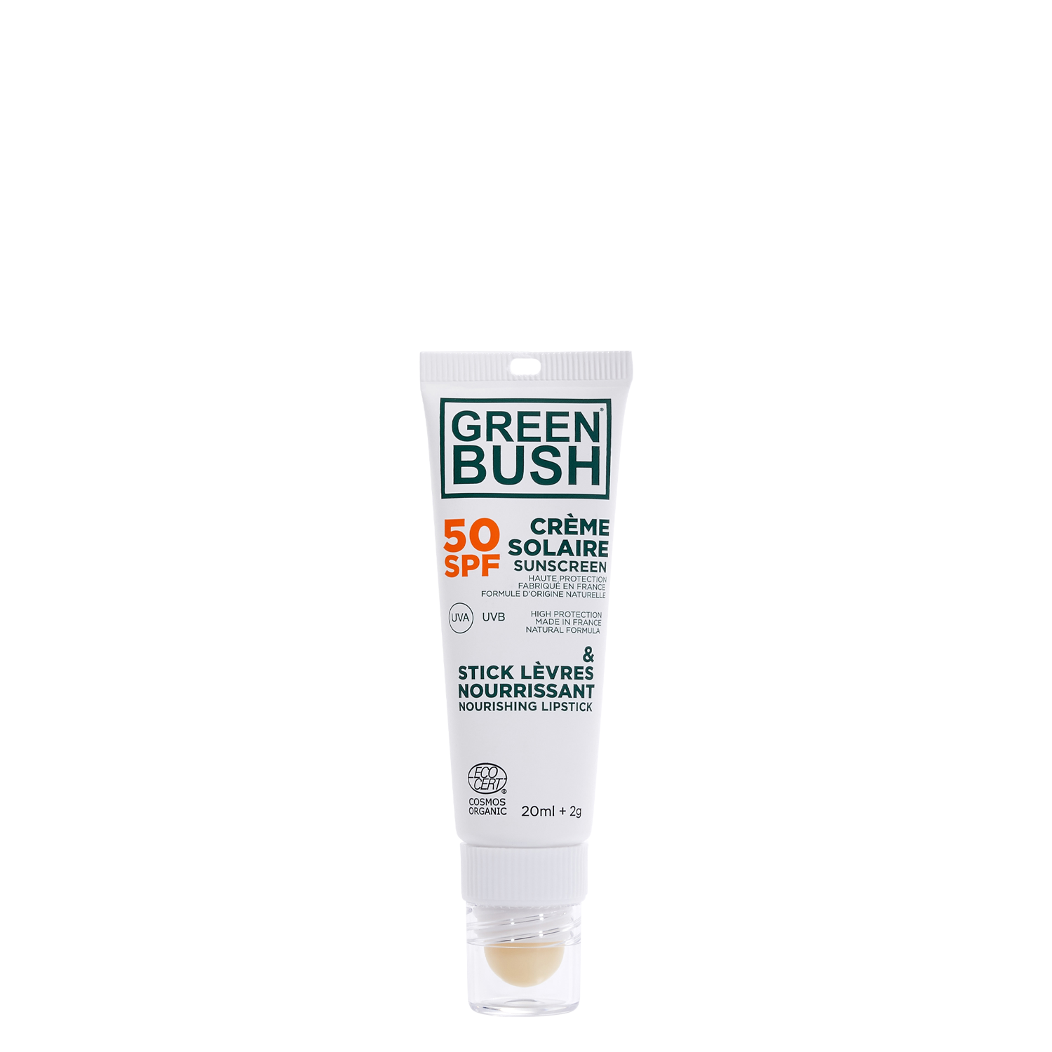 Greenbush Combi : Creme Solaire Spf50 / Stick Levre Nourrisant