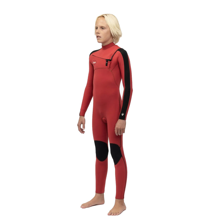 Vissla | 7 Seas Striper Boys Full Chest Zip 4/3 Wetsuit - Red