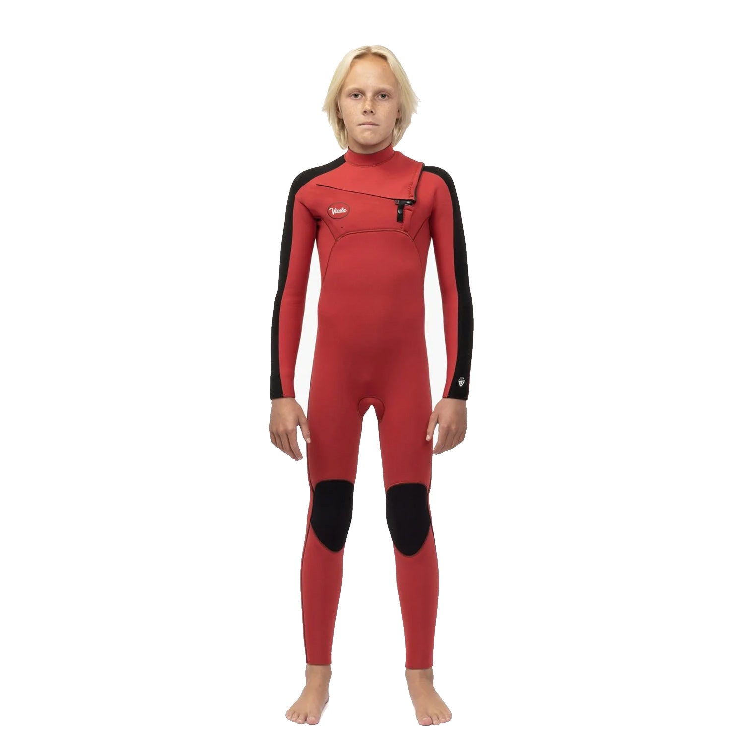 Vissla | 7 Seas Striper Boys Full Chest Zip 4/3 Wetsuit - Red